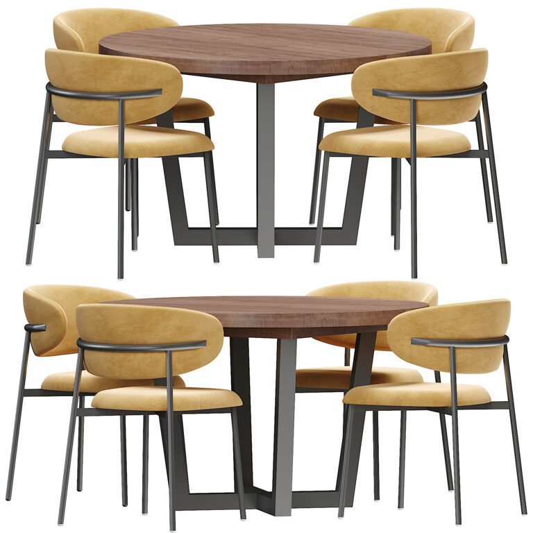 Dining Table and Chairs Potocco Olenadro Linus (325754), 3d model 1