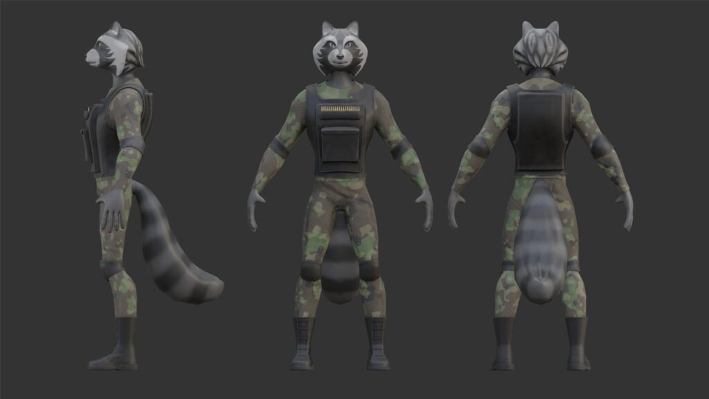 Character Military Raccoon with Weapon Sniper Rifle (325849) 3D model ...