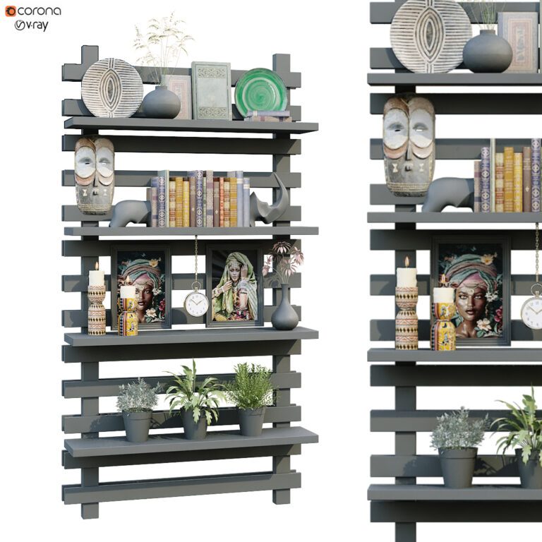 Rack with decor Interior vertical green partition set 248 (327485), 3d model 1