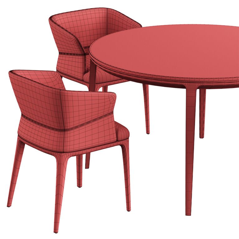 Dining set of a table and four chairs (327570) 3D model - Download 3D ...