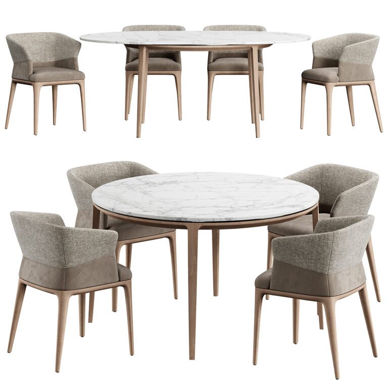 Dining set of a table and four chairs (327570) 3D model - Download 3D ...