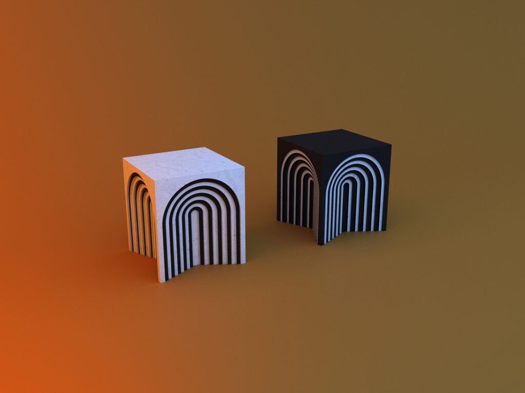 Concrete side table-stool (329085), 3d model 1