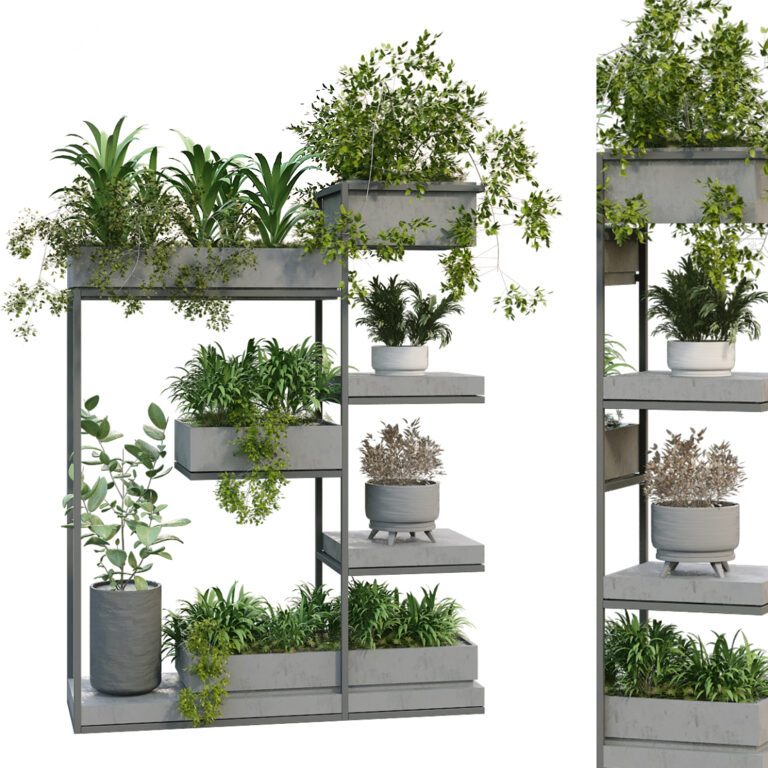 Rack with decor and plants set 253 (329994) 3D model - Download 3D ...