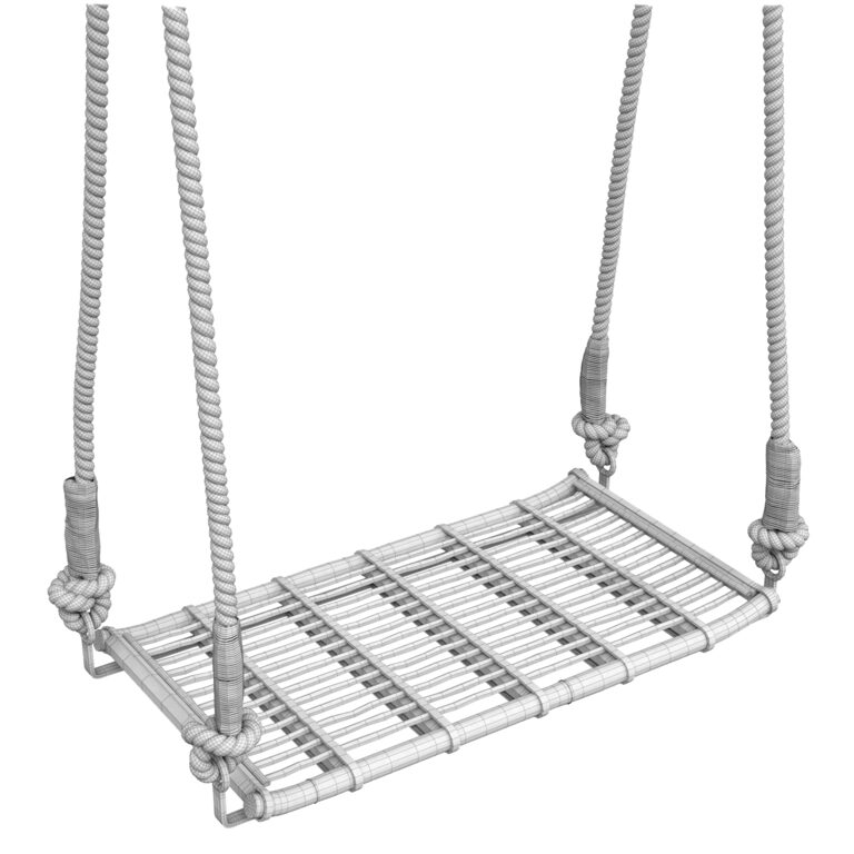 Natural Bamboo Swing with jute rope and metal (330437) 3D model ...