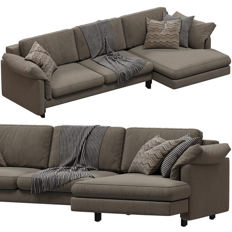 Sofa With Chaise Longue Meridien (331897) 3D model - Download 3D model ...