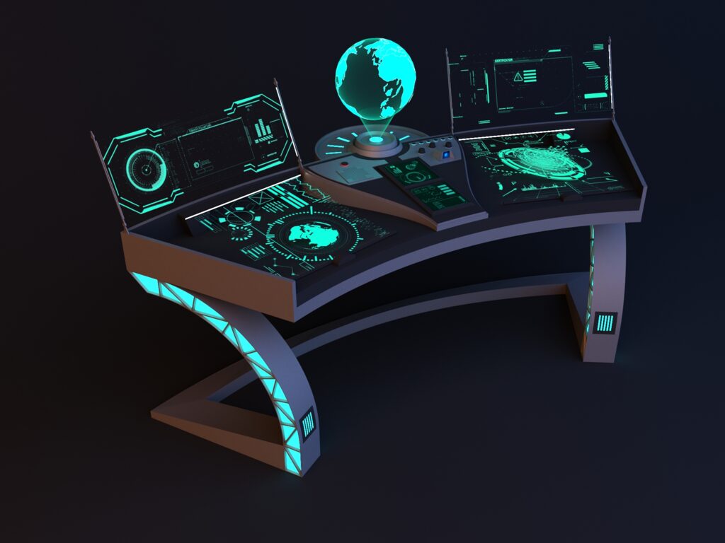Sci-fi glow control table-desk (332683), 3d model 1
