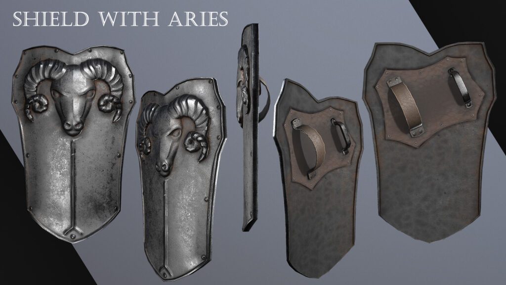 Shield with Aries (334680) 3D model - Download 3D model Shield with ...