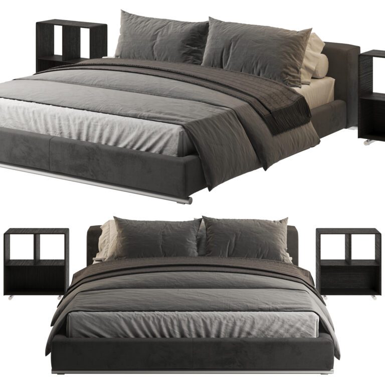 Double bed Flexform groundpiece (335490) 3D model - Download 3D model ...