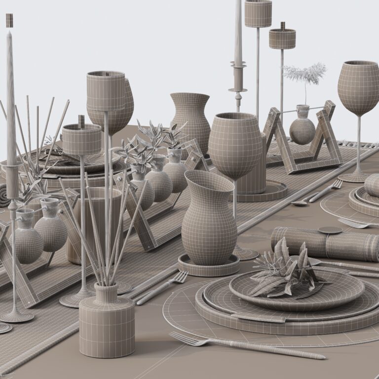 Table Setting For 4 Persons (336742) 3D model - Download 3D model Table ...
