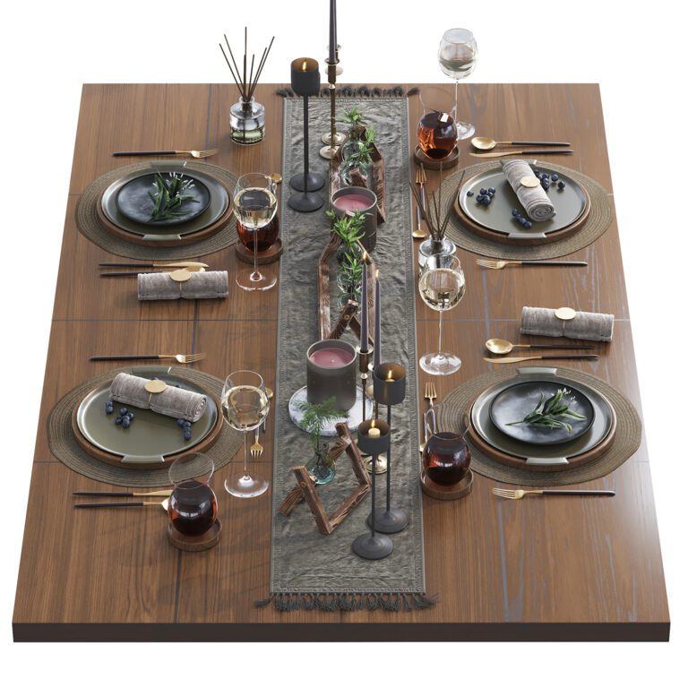 Table Setting For 4 Persons (336742) 3D model - Download 3D model Table ...