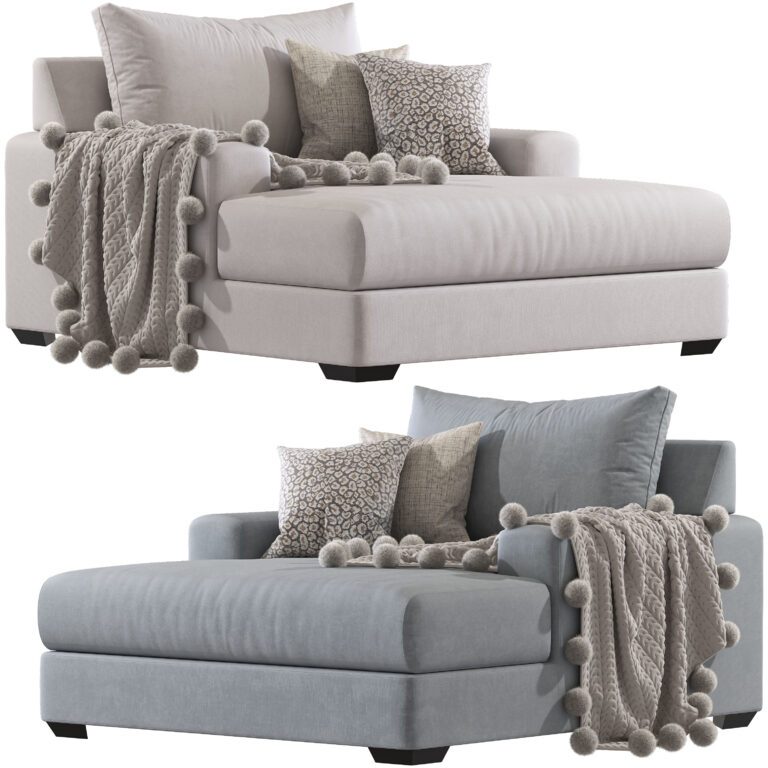 Великий Sur Square Arm Upholstered Grand Chaise Lounge No 52 (338027), 3d модель 1