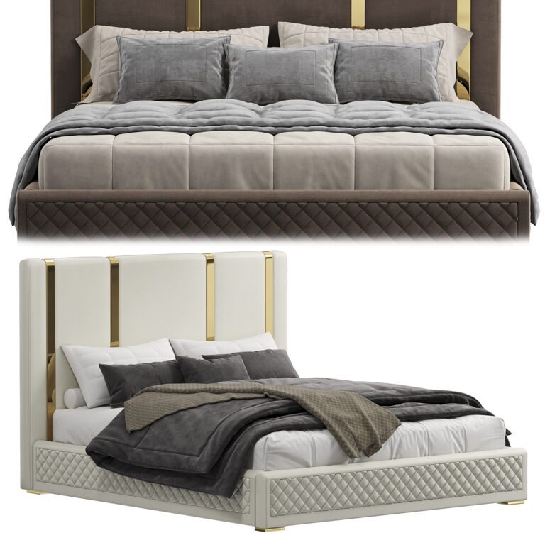 King Bed Polished Gold (338229), 3d model 1