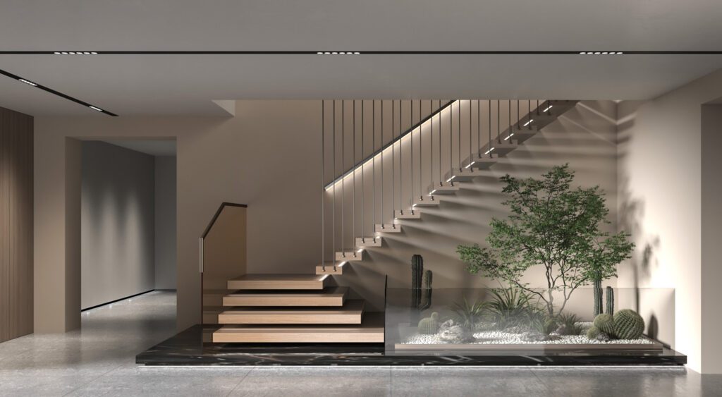 Stairs and plants (338565) 3D model - Download 3D model Stairs and ...