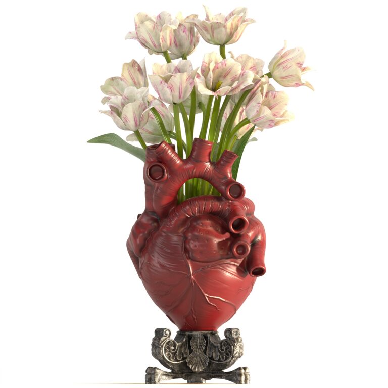 Heart Vase 2 Red (341081), 3d model 1
