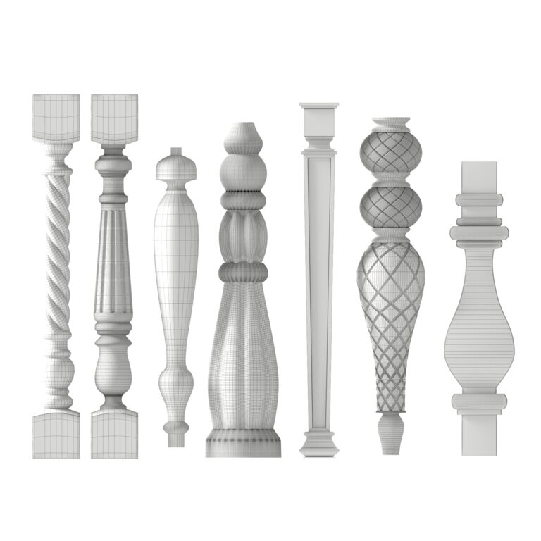Baluster and railing fence of stairs pack 02 (342278) 3D model ...
