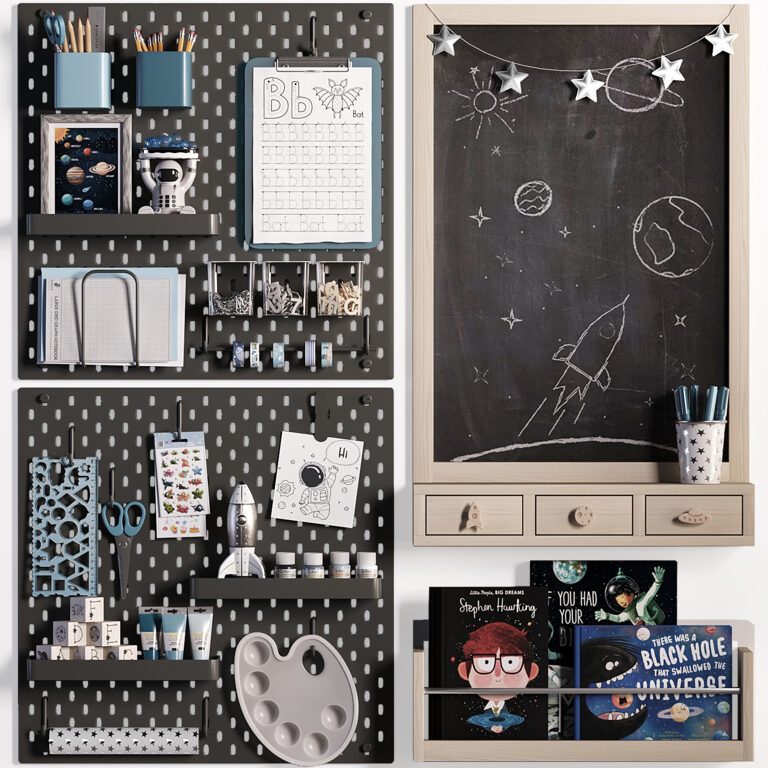 Ikea SKADIS Pegboard with Chalkboard for Teenagers and Kids 03