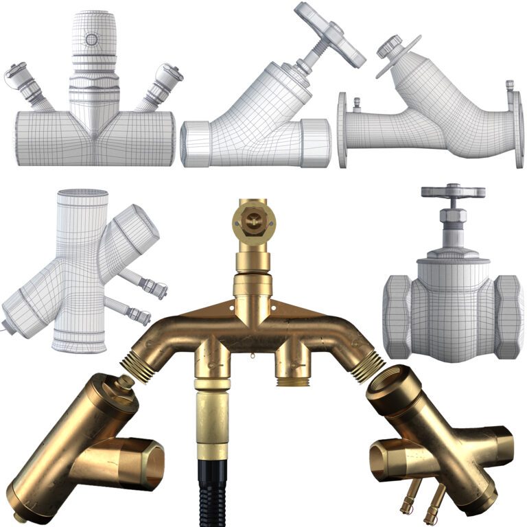 Collection of types valves and fittings (346769) 3D model - Download 3D ...