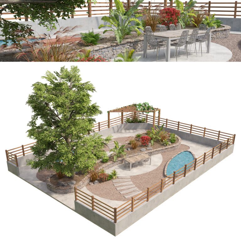 Classic garden landscape (348898) 3D model - Download 3D model Classic ...