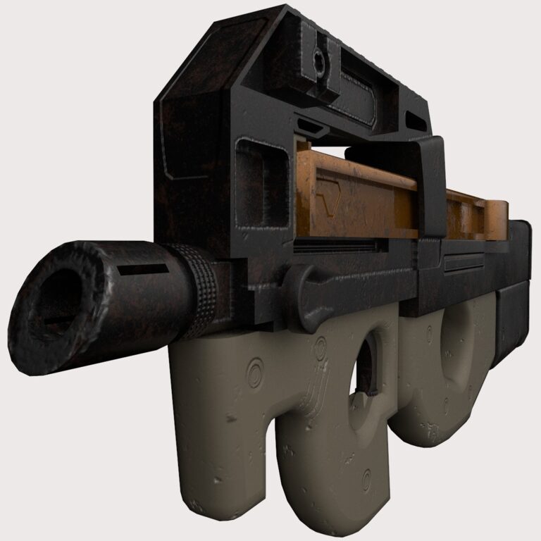 350235 FN P90 beige color assault rifle (350235) 3D model - Download 3D model ...