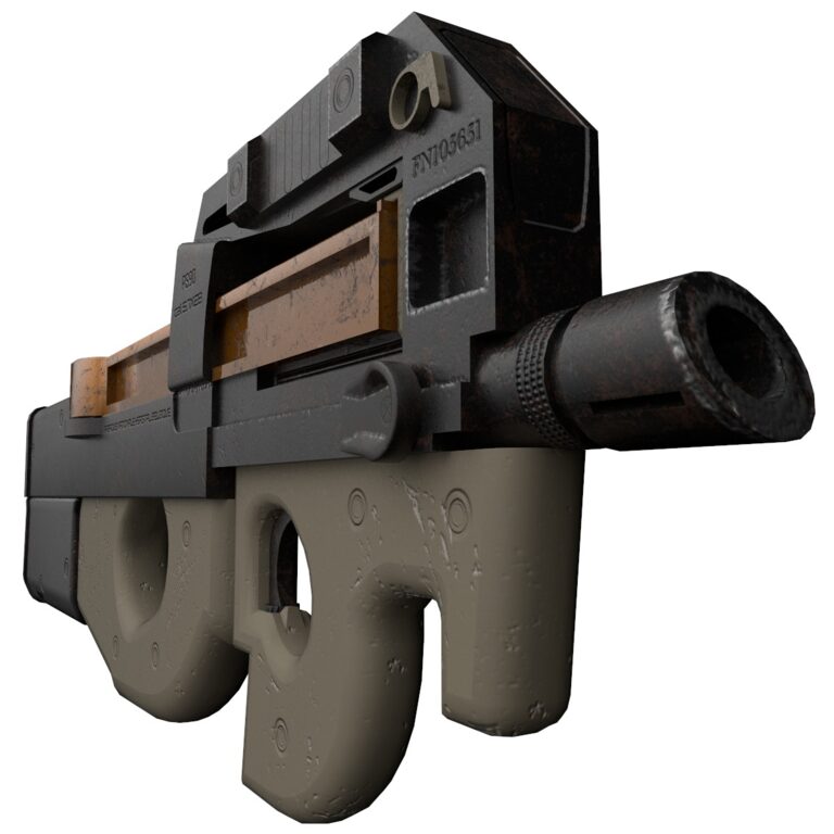 350235 FN P90 beige color assault rifle (350235) 3D model - Download 3D model ...