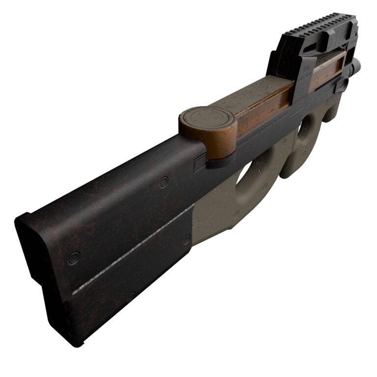 350235 FN P90 beige color assault rifle (350235) 3D model - Download 3D model ...