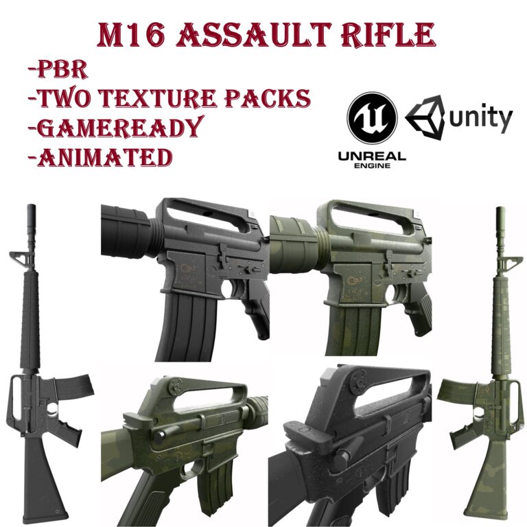 M-16 Assault rifle (2 texture pack) (350239) 3D model - Download 3D ...