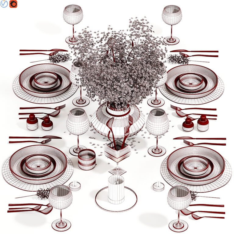 Tableware set 01 (354484) 3D model - Download 3D model Tableware set 01 ...