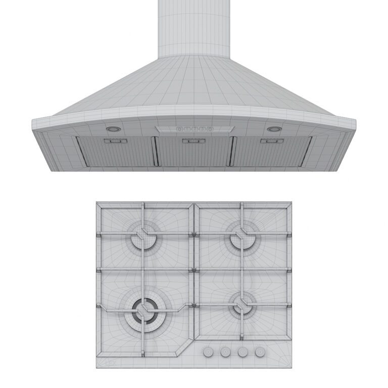 Cooktop and Range Hood (356412) 3D model - Download 3D model Cooktop ...