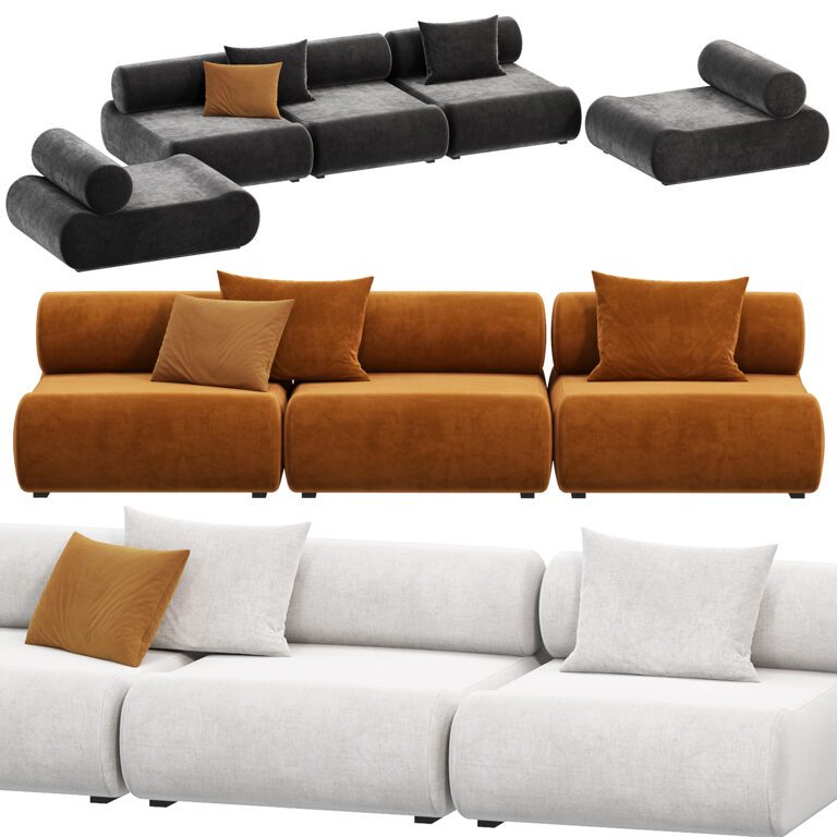 Mustard Klaus Uredat Corbi Trio Sofa from COR (358056), 3d model 1