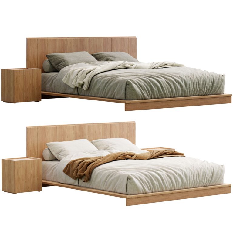 Modern Paneled Wood Bed (358552) 3D model - Download 3D model Modern ...