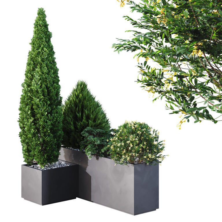 HQ Tree and bush garden box outdoor VOL (359249) 3D model - Download 3D ...