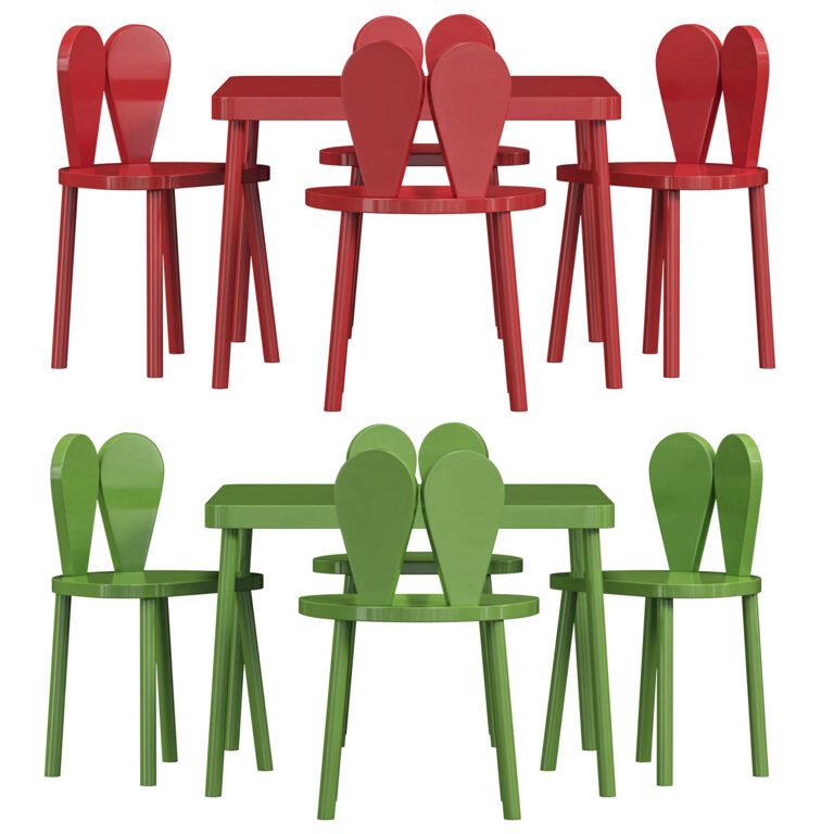Rabbit Chair Wooden Kids Table And Chair Set By Etsy (361086) 3D model ...