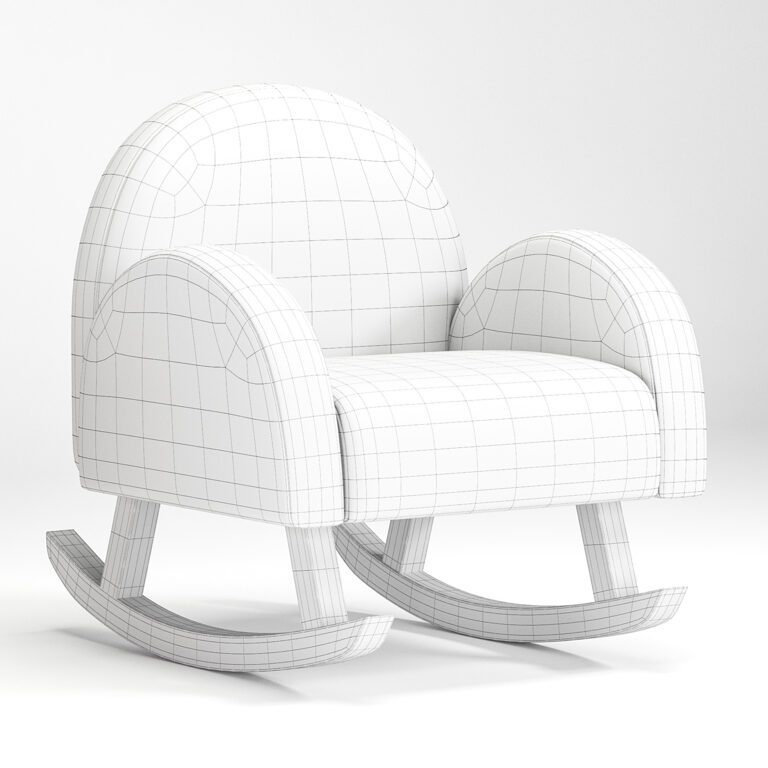 Solid Wood Rainbow Rocker Chair (361906) 3D model - Download 3D model ...