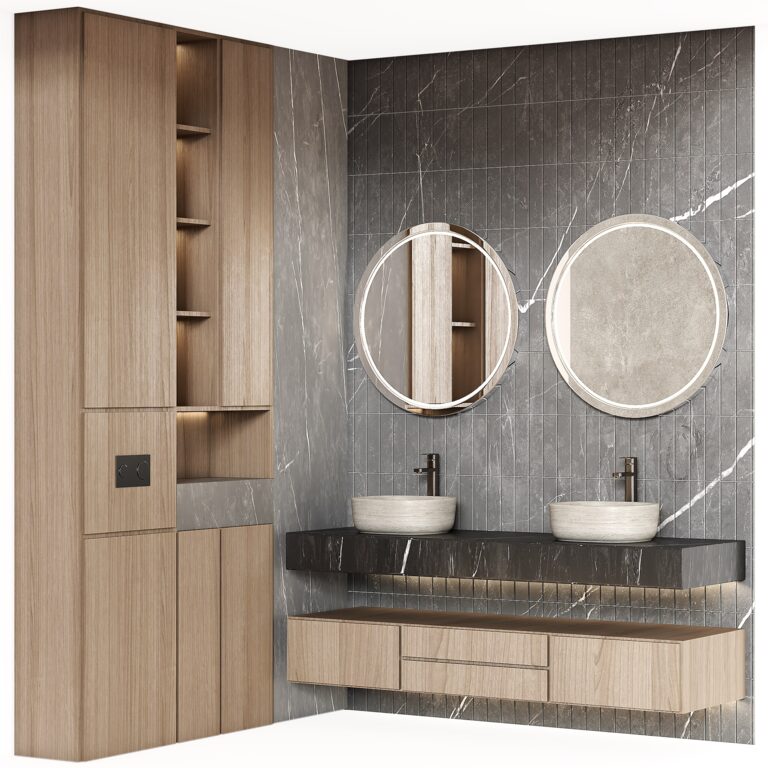 Bathroom furniture 005 in a modern minimalist style (366293), 3d model 1