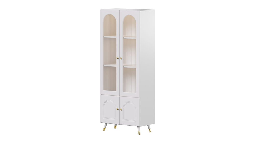 Cabinet Included White Closed Back Wooden Standard Bookcase 2 (373478), 3d model 1