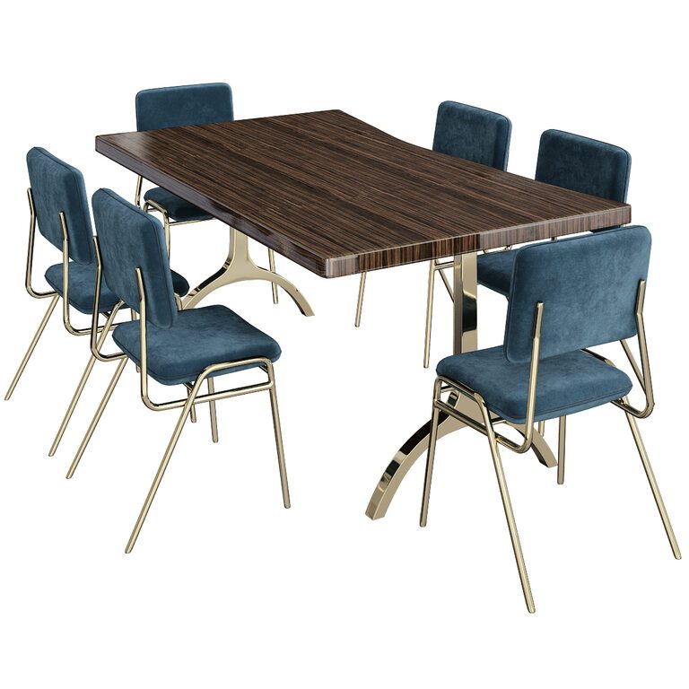 Wire Frame Velvet Dining Table and chair (37456) 3D model - Download 3D ...