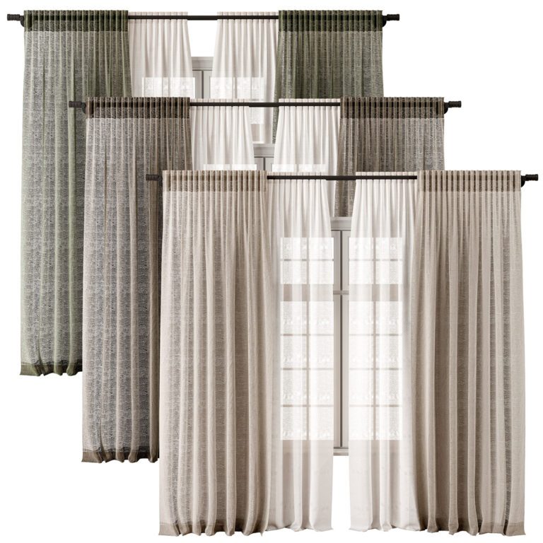 Curtain with tulle fabric 22 (374885), 3d model 1