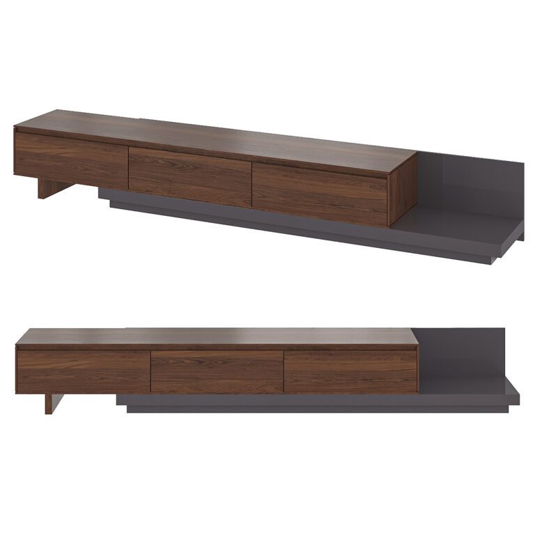 Fero Minimalist Retracted & Extendable 3 Drawers TV Stand in Walnut ...