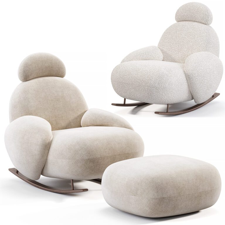 Recliner Rocking armchair and footrest By Blackbrdstore (375517) 3D ...