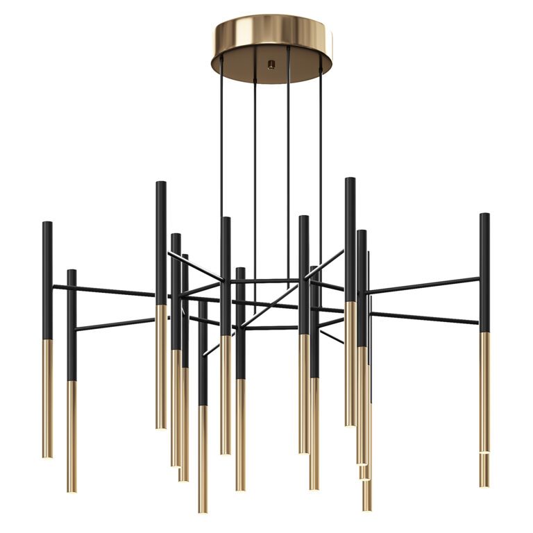 Metal Tubular Chandelier (376221), 3d model 1