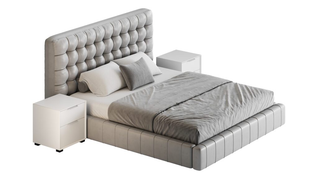Кровать White Upholstered Panel  (376313), 3д модель 1