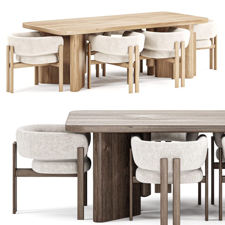 Tabmi Dining Table and Bay Chair (377750), 3d model 1