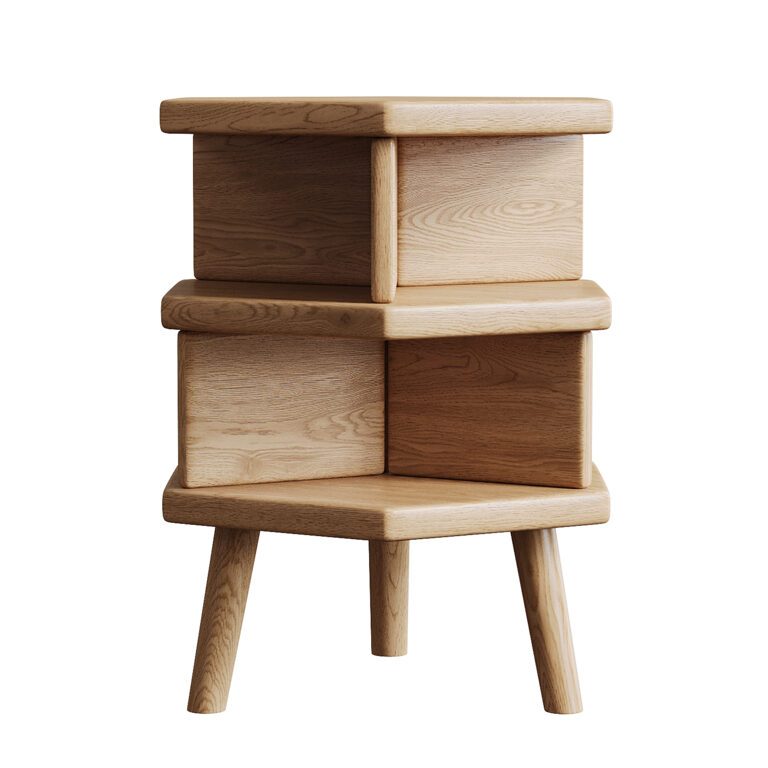 Solid Wood Side Table Double Layer Design (378236) 3D model - Download ...