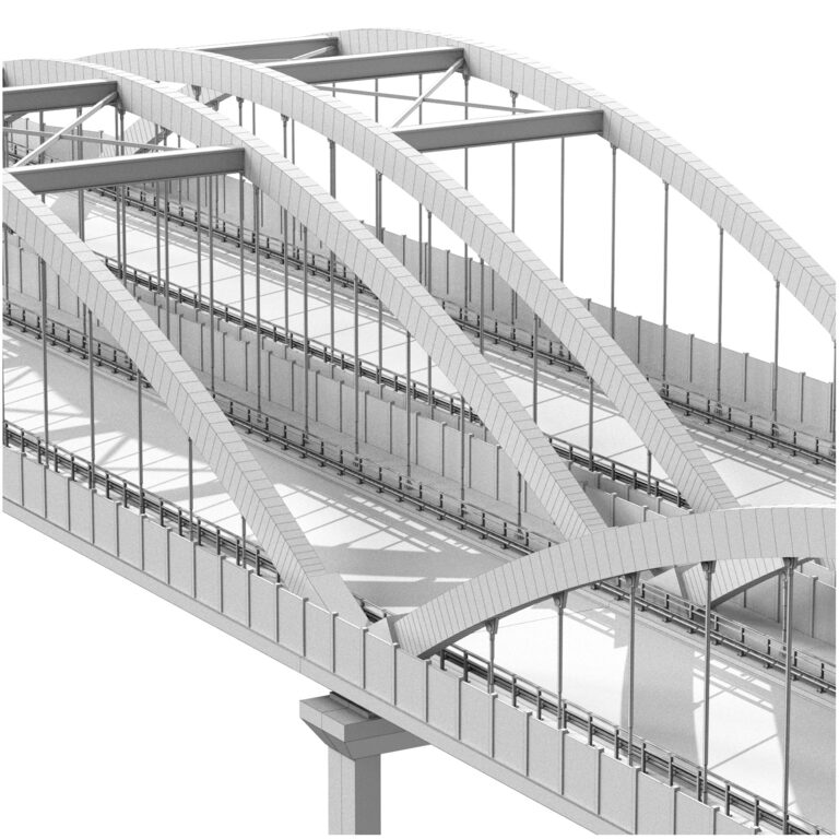 Through arch bridge with a two-lane road (379746) 3D model - Download ...