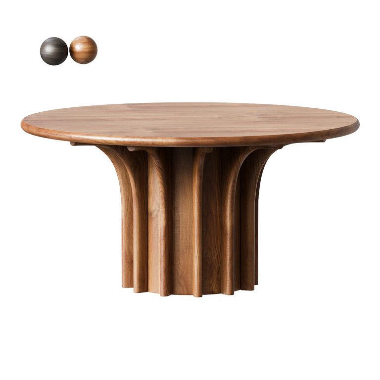 Rib Dining Table Oak Nau (381773), 3d model 1
