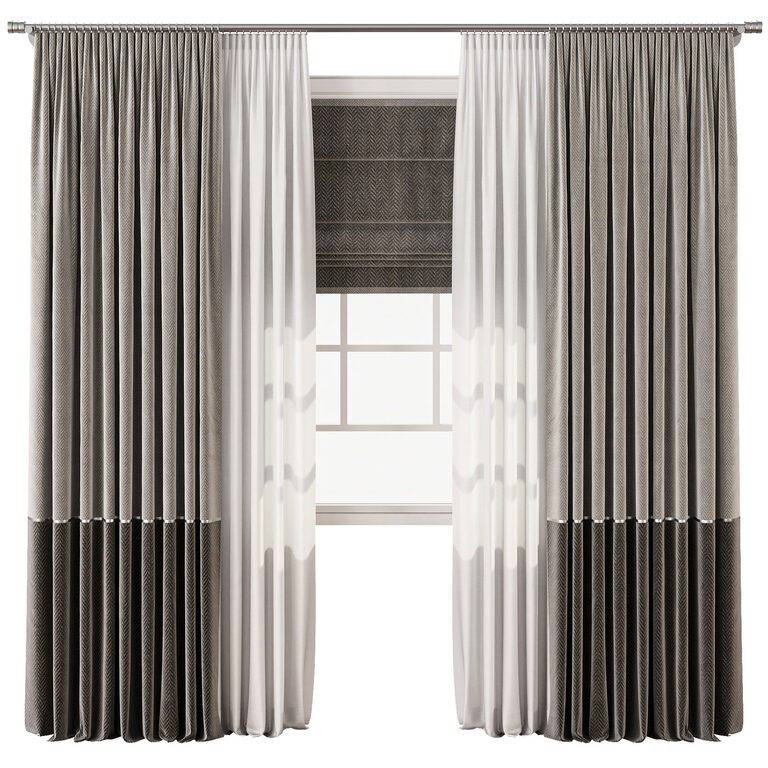 Curtain with tulle 59 (382414), 3d model 1