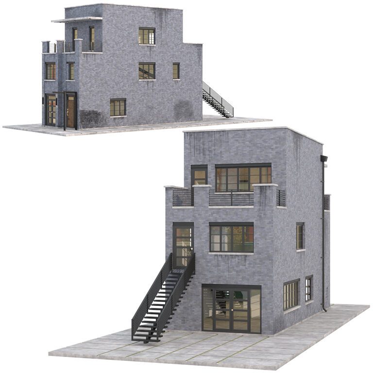 Brick Building 02 (382439) 3D model - Download 3D model Brick Building ...