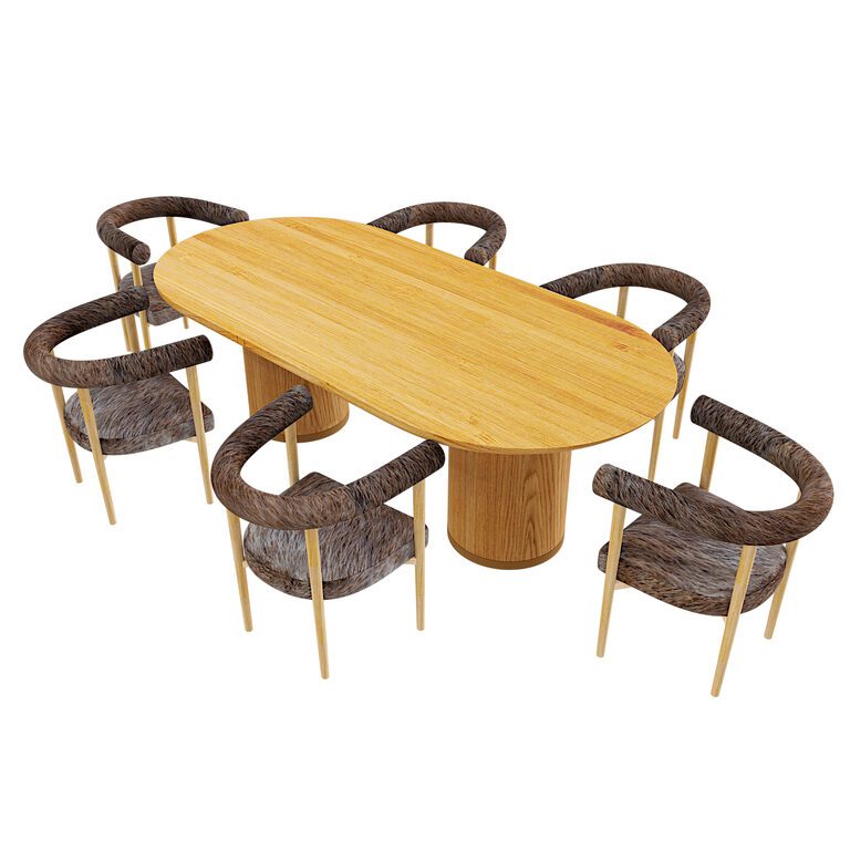 Brandy Natural Dining Table and Spara Boucle Dining Chair (382464), 3d model 1