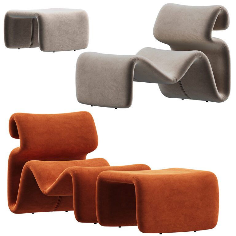 Etcetera Lounge armchair and footrest (382840), 3d model 1