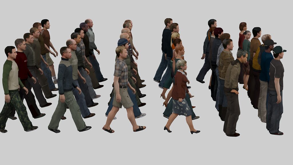 Human Model Crowd People for the crowd and background (385865) 3D model - Download 3D ...